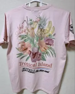 GOTCHA Tシャツ ピンク Lサイズ トロピカル柄 男女兼用