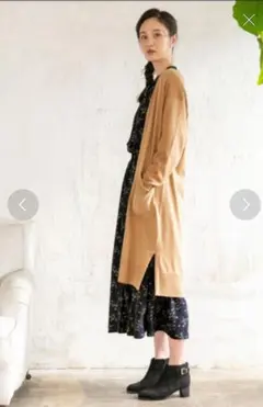 さらさらリラックス2way ワンピース ネイビー 花柄 ロングワンピース