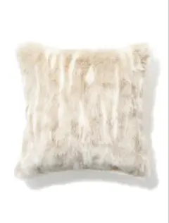 Francfranc ファー クッションカバー450×450 ホワイト×ベージュ
