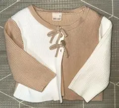 petit main バイカラーカーディガン　S