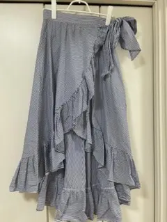 ストライプ ティアード巻きスカート