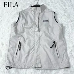 FILA フィラ ナイロンベスト ベージュ M 裏地メッシュ アウトドア ロゴ