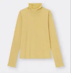 GU ソフトリブタートルネックT 長袖 ややスリム イエロー