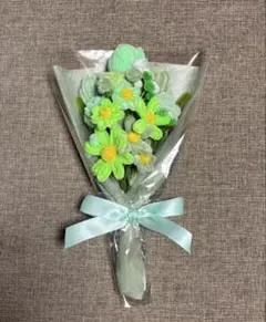 ハンドメイド モールフラワー 枯れない花ミニブーケ グリーン系