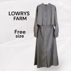 ローリーズファーム 美品 ロングワンピース カーキ ブラウン とろみシャツワンピ