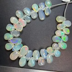 遊色キラキラ✨宝石質＊エチオピアオパール＊ペアシェイプカットe30 