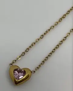 ま*い様 【匿名配送】ハート型ゴールドネックレス ピンクストーン付き ステンレス