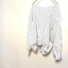 스트라이프 벌룬 슬리브 셔츠 라지 루즈 사이즈 5L 캐주얼