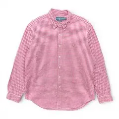 古着 ラルフローレン コットン ギンガムチェック柄 長袖シャツ メンズL ピンク