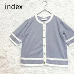 【インデックス】春配色ライン クルーネックカーディガン 金ボタン風 大人可愛い