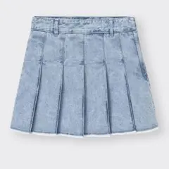 【美品】GU デニムローウエストプリーツミニスカート　62 BLUE Mサイズ