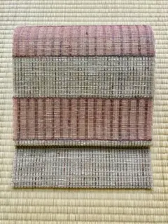 羅の夏八寸 薄茶と赤茶の段々模様 お得な一品 8万→5万 おそらく未使用 