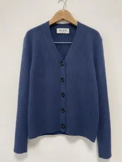 ロペ　マドモアゼル　カシミヤ混　Vネック　リブカーディガン　Mサイズ