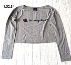 【Champion 】Мサイズ　グレー 　 クロップド丈　カットソー　トップス