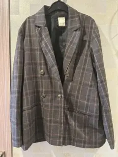 テーラードジャケット チェック柄 グレー