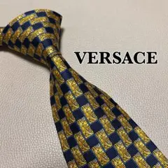 極美品꧂ ヴェルサーチ ネクタイ バロック 花柄 ロゴ ゴールド