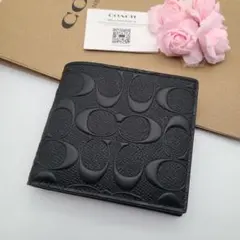 新商品　COACH　コーチ　折り財布　コインウォレット　エンボスシグネチャー