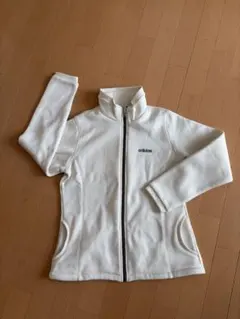 adidas ホワイト ジップアップジャケット 裏起毛 シンプル ジャージ