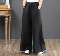 ワイドパンツ ブラック ウエストゴム