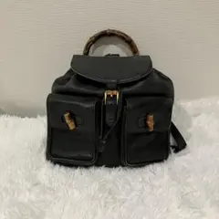 GUCCI バンブー レザー リュック ブラックのサムネイル
