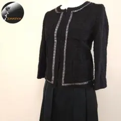 コーデ売り　スカートセットアップ　ノーカラー　ツイードジャケット　黒