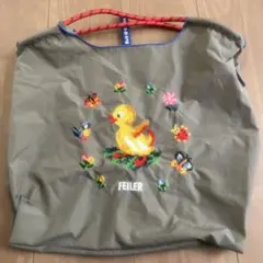 FEILER 刺繍エコバッグ カーキ