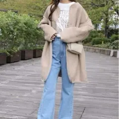 andMe フェイクスエード2wayボアノーカラーコート