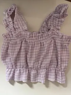 ［ZARA］フリル付き薄紫色トップス 9-12ヶ月