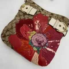 希少✨コーチ ポピー フローラル スエード ショルダーバッグ シグネチャー