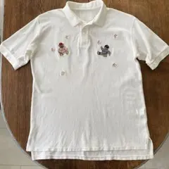 KAPITAL キャピタル◆ポロシャツ◆マンモス 刺繍◆ネイビー 半袖 Tシャツ キャピタル KAPITAL ポロシャツ マンモス刺繍 鹿の子 サイズ2 半袖 白