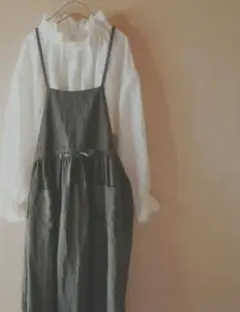 エプロンワンピースリネン