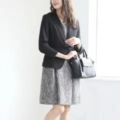 ベルト付きジャケット&ツイードワンピース　3点セット