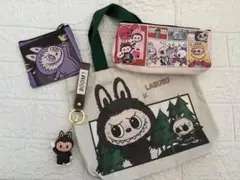 LABUBU トートバッグ ナイロンペンケース＆ミニポーチ、キーホルダーの4点