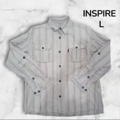 【美品】 INSPIRE 長袖 ボタンシャツ トップス L マルチカラー E10のサムネイル