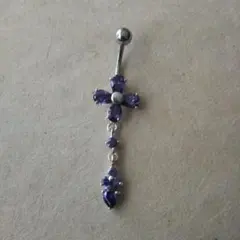 【新品】☆へそピアス フラワー パープル