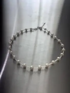 パール　ビーズ　　ホワイト　ネックレス