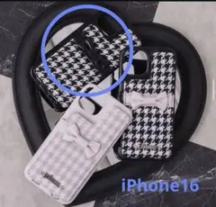 pium 千鳥柄フロントリボンiPhoneケース
