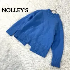 NOLLEY'S　ノーリーズ　長袖ニット　ブルー　ハイネック　カシミア混