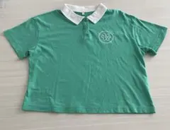 GU グリーン クロップド ポロシャツ　サイズS