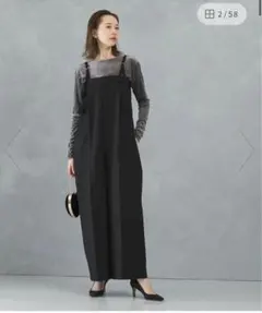 ROSSO アーバンリサーチ ロッソ　サロペット ワイドパンツ 黒 36のサムネイル
