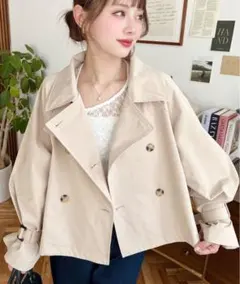 moment+ コットンライクツイルキャンディスリーブショートトレンチ