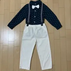 キッズ フォーマル セットアップ 星柄 サスペンダー