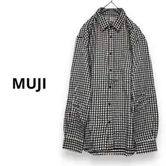 MUJI 両面起毛フランネル長袖シャツ　ギンガムチェック L
