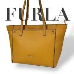 美品 4467 FURLA フルラ トートバッグ キャンバス レザー ブラウン