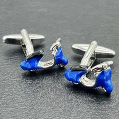 CF067 カフスボタン カフス スクーター バイク 原付 カフリンクス 青