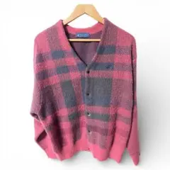 ビバリーヒルズポロクラブ BHPC モヘア カーディガン ピンク チェック M