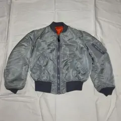 90’s ALPHA MA-1 フライト　USA製 シルバー　初期タグ　短丈