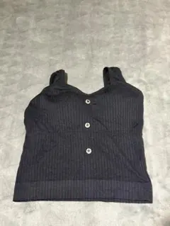 黒 リブ編み ビスチェ 前ボタン付き