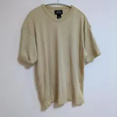 ​SONOMA ソノマ Vネック リブ Tシャツ 半袖 ベージュ【S/CH】古着