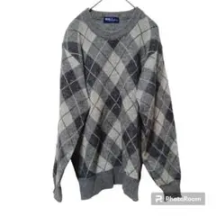 RIO リオ 【M】ニット セーター チェック 総柄 レディース USED